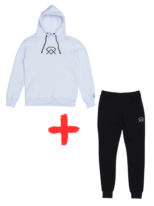 2er Set white hoodie black jogginghose unisex my sugardaddy store